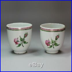 Antique Pair of Chinese export famille rose coffee/chocolate cups, Qianlong 173