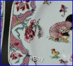 Antique Pair of Chinese famille rose octagonal plates, Qianlong (1736-95)