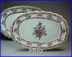 Antique Pair of Chinese famille rose platters, Qianlong (1736-95)