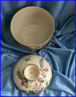 Antique Qianlong Chinese Famille Rose Covered Jar Bowl C Late 18th Early 19th C