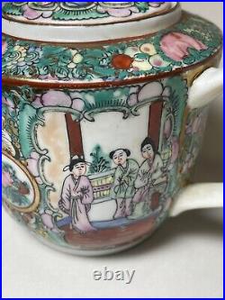 Antique Qianlong Chinese Teapot Famille Verte Handpainted Qing