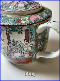 Antique Qianlong Chinese Teapot Famille Verte Handpainted Qing