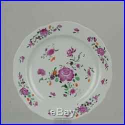 Antique Qianlong Famille Rose Plate with Flowers Marked Chinese China Po