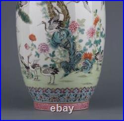 Antique Qing Dynasty Qianlong famille rose gold pine & crane Tongchun Vase