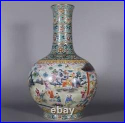 Antique Qing Dynasty Qianlong famille rose green wrapped branch lotus vase