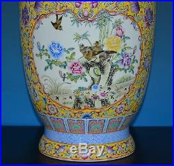 Beautiful Chinese Famille Rose Porcelain Vase Marked Qianlong Rare P9892