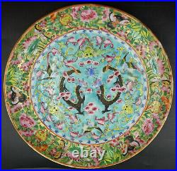 C. 1800 Chinese Canton Export Porcelain Black Dragon Plate Famille Verte Qianlong