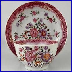 C1780 Antique Late 18thc Qianlong Chinese Bowl Tea Cup & Saucer Famille Rose