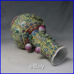 China old porcelain Qing qianlong famille rose Hand painting flower Peach vase