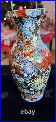 China's Last Dynasty Qianlong Qing Famille Rose Golden Gilded Vase-Antique-Yl