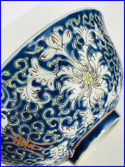 Chinese Antique Blue Famille Rose bowl QianLong Mark Qing Dynasty