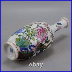 Chinese Antique Famille Rose/Verte Vase Sleeve Qing Porcelain QianLong-Marked