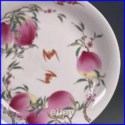 Chinese Antique Famille Verte Peach Porcelain Plate Qing Dynasty QianLong-Marked