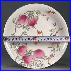 Chinese Antique Famille Verte Peach Porcelain Plate Qing Dynasty QianLong-Marked