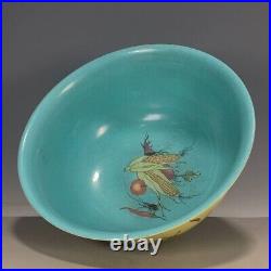 Chinese Antique Qing Dynasty Bowl Ground Yellow Porcelain Fruit Dish-QianLong