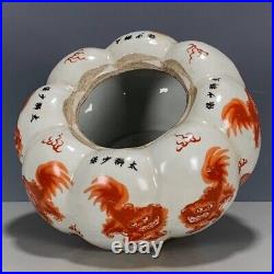 Chinese Antique Qing Famille Rose/Verte Lions Pumpkin Porcelain Tea/Coffee Box