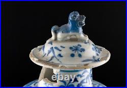 Chinese Blue & White Dragon Vase & Cover Qing Kangxi Six-Marks Late 19th C. A/F