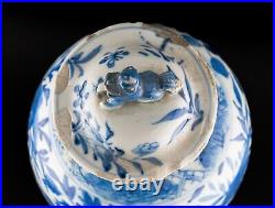 Chinese Blue & White Dragon Vase & Cover Qing Kangxi Six-Marks Late 19th C. A/F