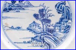 Chinese Blue White Plate Pagoda Lake Porcelain Qing Dynasty Qianlong 1736 1795