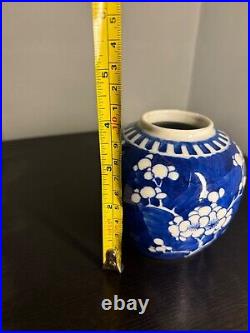 Chinese Blue & White Prunus Ginger Jar Lid Vase Hawthorn Qing Period 19th C. #5