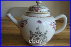 Chinese Famille Rose Armorial Teapot Qianlong Arms Viscount Southwell Circ 1776