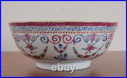 Chinese Famille Rose Porcelain Punch Bowl Decorated with Bats Qianlong Period