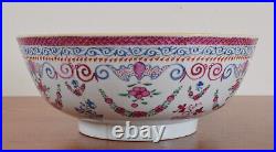 Chinese Famille Rose Porcelain Punch Bowl Decorated with Bats Qianlong Period