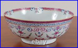 Chinese Famille Rose Porcelain Punch Bowl Decorated with Bats Qianlong Period