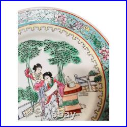 Chinese Famille Verte Porcelain Plate, Hand Painted Enamel Qianlong mark