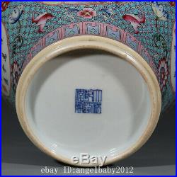 Chinese Fine Porcelain qianlong marked green famille rose Horse Pine Vase 11.8