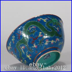 Chinese Old Porcelain qianlong mark blue famille rose dragon Phoenix Bowls 6.7