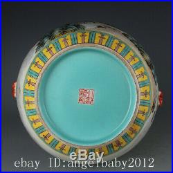 Chinese Old Porcelain qianlong marked famille rose landscape Sceneryc Vase 15.7