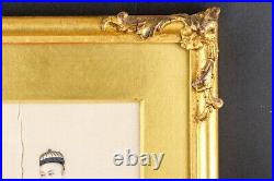 Chinese Pith Paper Painting Figure Gilt Framed Qing Dynasty 19th Century