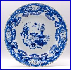 Chinese Plate Blue & White Precious Objects Porcelain Qing Kangxi (1662-1722)