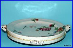 Chinese Porcelain Antique 18thc Qianlong Famille Rose Hot Water Dish Landscape
