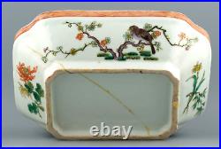 Chinese Porcelain Box Famille Verte Bird Peony Late Qing Dynasty 19th Century