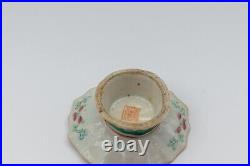 Chinese Porcelain Famille Rose Bird Stem Cup Qing Period Tongzhi (1861-1875)