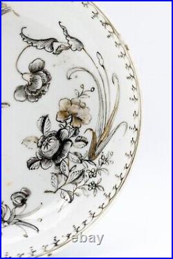 Chinese Porcelain Saucer Grisaille Gilt Flower Qing Period Qianlong 1736 1795