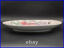 Chinese Qianlong Famille Rose Porcelain Plate Painted Fresh Fruit Flower Insect