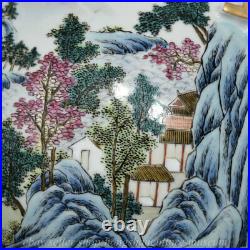 Chinese Qianlong Marked famille rose Porcelain pastel rivers mountains Vase Pot