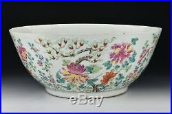 Chinese Qianlong Period Famille Rose Enamel Painted Porcelain Punch Bowl
