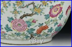 Chinese Qianlong Period Famille Rose Enamel Painted Porcelain Punch Bowl