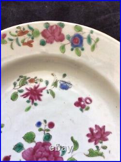 Chinese Qianlong famille rose floral Plate mid 18th c