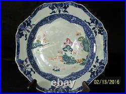 Chinese Qing Dy Qianlong Reign Export Blue&White Famille Rose Hand Painted