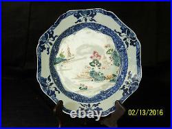 Chinese Qing Dy Qianlong Reign Export Blue&White Famille Rose Hand Painted