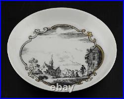 Chinese Saucer Black Gilt European Painted Porcelain Period Qianlong 18th C. A/F