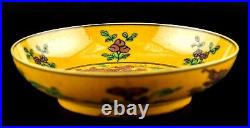 Chinese Saucer YELLOW GREEN AUBERGINE DRAGON Porcelain Guangxu Marked 20th C