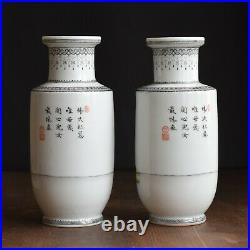 Chinese famille rose Porcelain vase pair 50's 60's 70's Qianlong Mark Jingdezhen