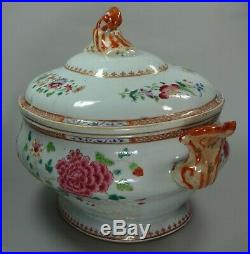 Chinese famille rose oval tureen and cover, Qianlong (1736-95), decorated w