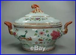 Chinese famille rose oval tureen and cover, Qianlong (1736-95), decorated w